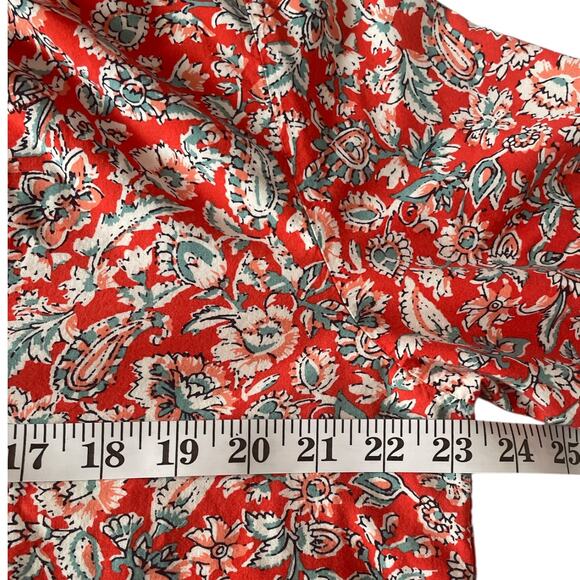 Old Navy Split Neck Long Sleeve Top Red Floral XL - Picture 9 of 10